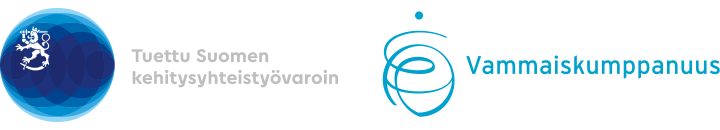 Tuettu Suomen kehitysyhteistyövaroin- ja Vammaiskumppanuus-tunnukset